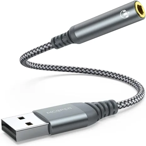 Adaptador de audio USB a conector de 0.138 in