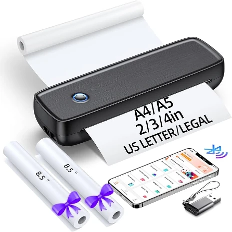 Portable Printer Wireless for Travel，Bluetooth Thermal Printer