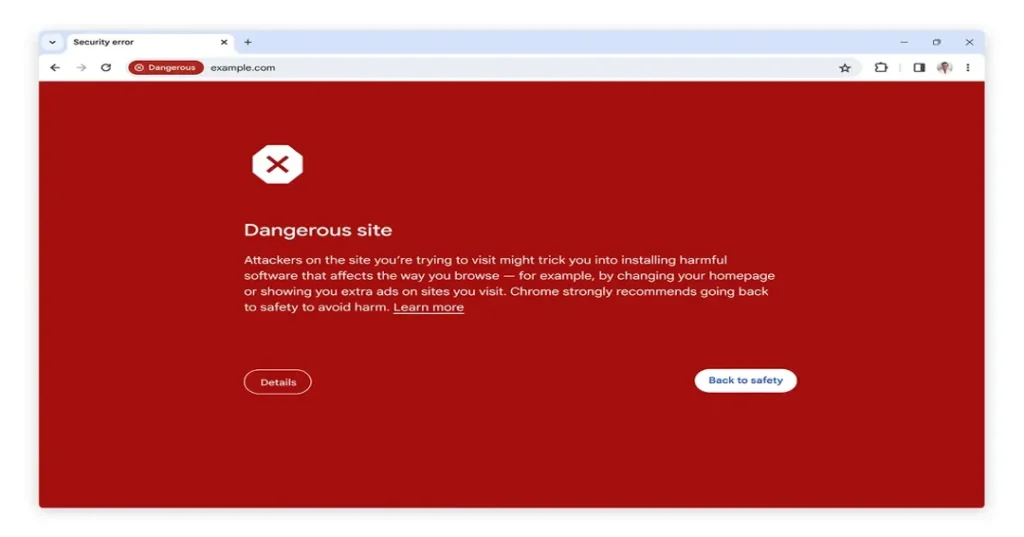 La Navegación segura de Chrome te advierte acerca del software malicioso y los ataques de phishing