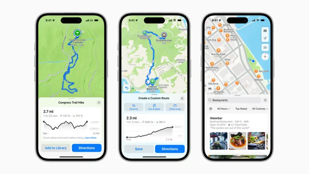 Nuevas funciones de Apple Maps para explorar rutas y senderos