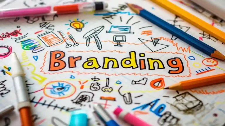 Bocetos de branding con lápices de colores