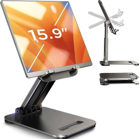 LISEN Soporte para tablet para iPad Pro, soporte plegable para iPad Pro, soporte portátil para monitor, accesorios de viaje, accesorios de escritorio de oficina en casa