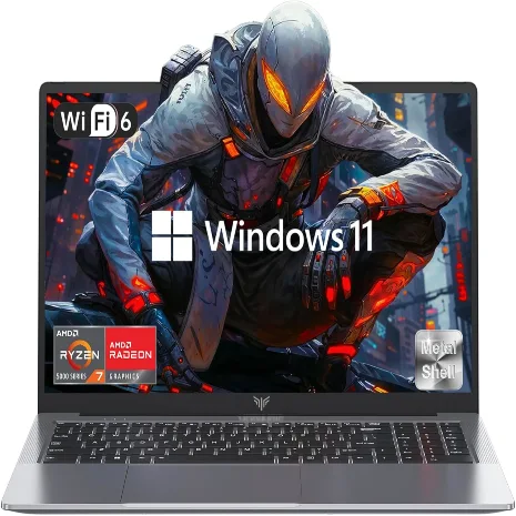 Portátil para juegos, portátil con AMD Ryzen 7 5825U (8C/16T, hasta 4.5GHz), 16 GB de RAM 512 GB NVMe SSD, gráficos Radeon RX Vega 8, pantalla FHD de 16.1 pulgadas, WiFi 6, batería de 53 Wh