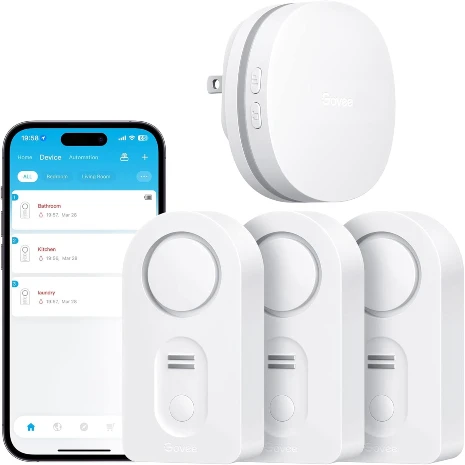 Govee Paquete de 3 sensores de agua WiFi, detector inteligente de fugas de agua