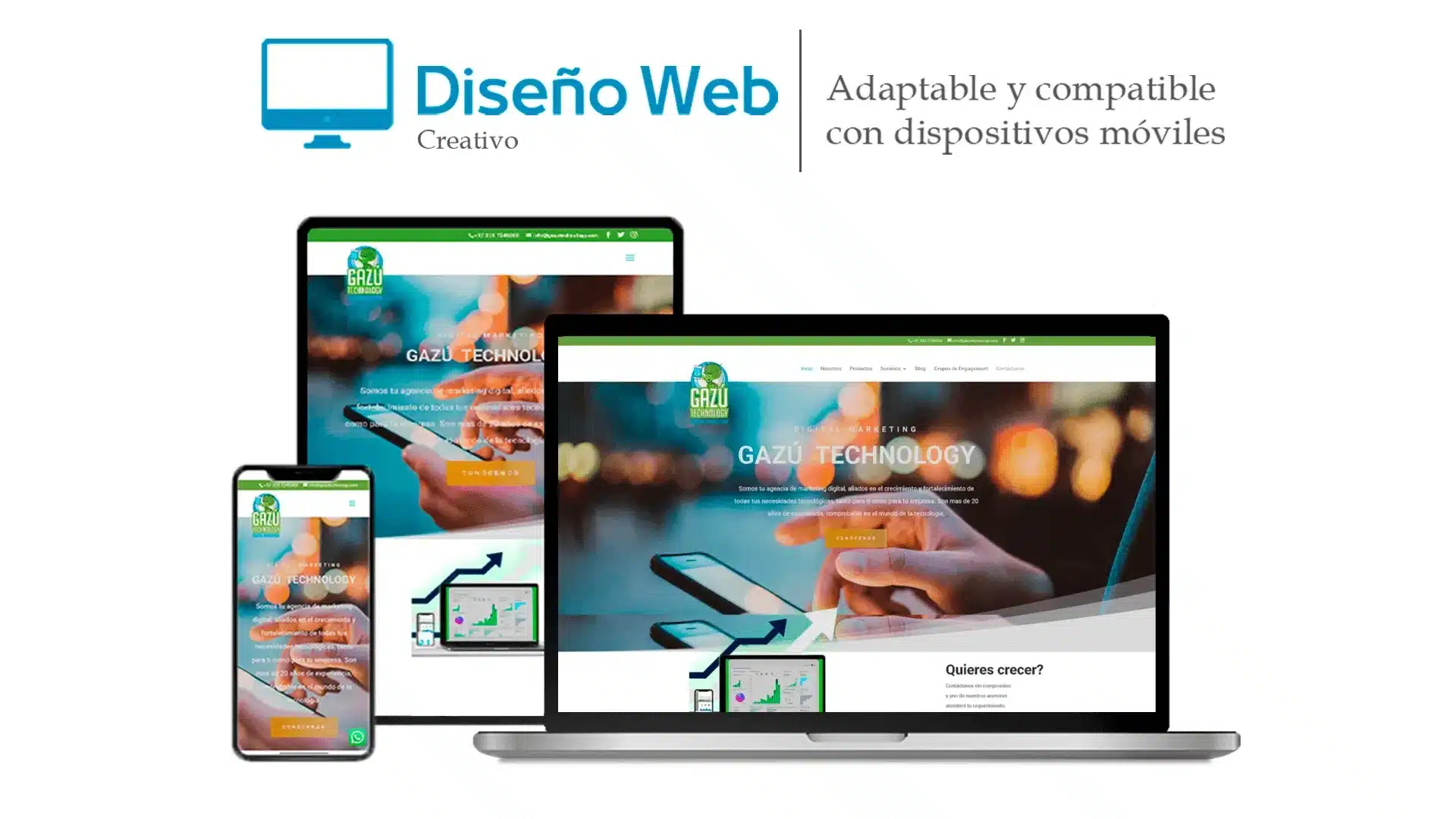 Diseño Web Creativo compatible con dispositivos móviles Gazu Technology
