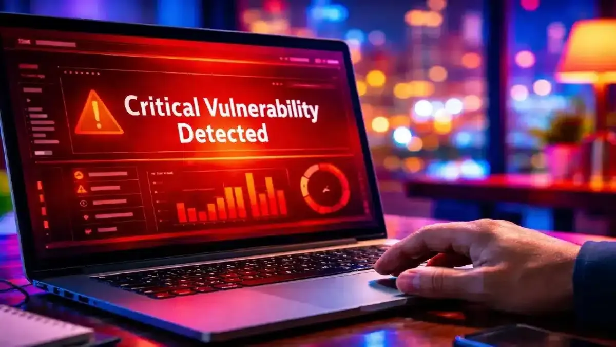 Alerta de vulnerabilidad en la pantalla de un portátil.